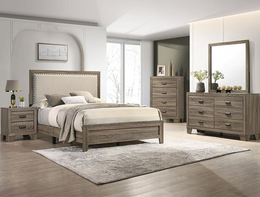 MILLIE UPHOLSTERED BED GROUP GREY Smyrna Furniture Outlet