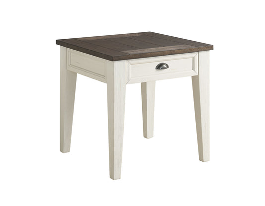 Cayla, End Table, Dark Oak/White