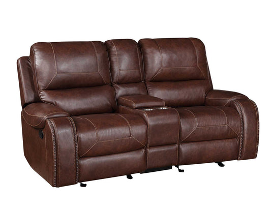 Keily Console Loveseat, Manual Reclining, Glider, Brown