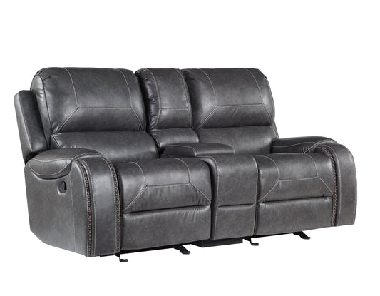 Keily Console Loveseat, Manual Reclining, Glider, Grey