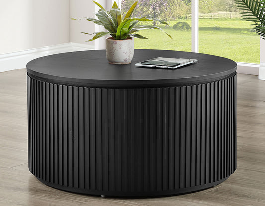 Colvin, 36″ Round Cocktail Table, Castered, Black