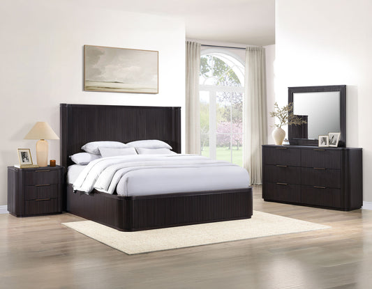 Henry Reeded King Bedroom Set, Espresso Finish