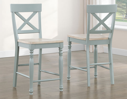 Darcy Solid Wood 24″ Counter Stool, Mint Green and Parchment Finish