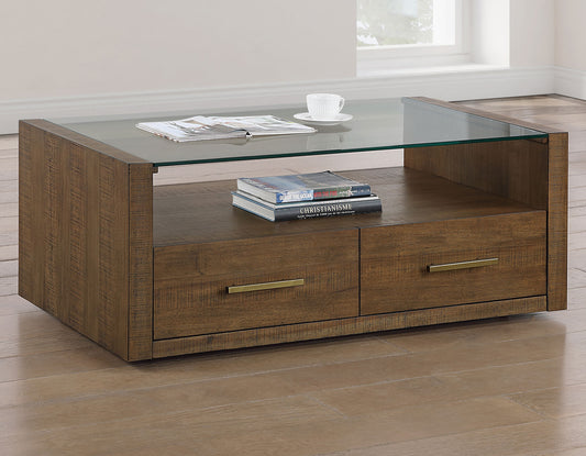 Garland, Cocktail Table, Glass Top, Castered, Toffee Finish