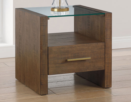 Garland, End Table, Glass Top, Toffee Finish