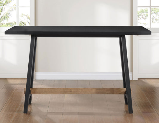Aubrey 59.5″ Counter Table, Black with Driftwood Stretcher
