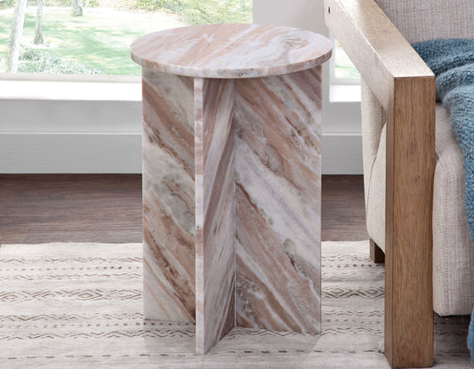 Niki Solid Toronto Brown Marble End Table