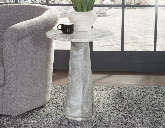 Joni 18″ Round Fantasy Gray Marble Accent End Table