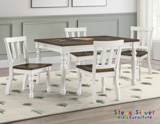Joanna Kids 5 Piece Dining Set, Ivory and Mocha Finish