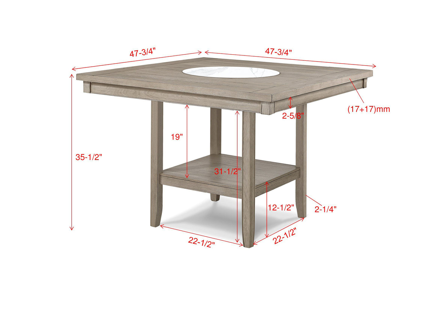 FULTON COUNTER HEIGHT TABLE WHITE OAK