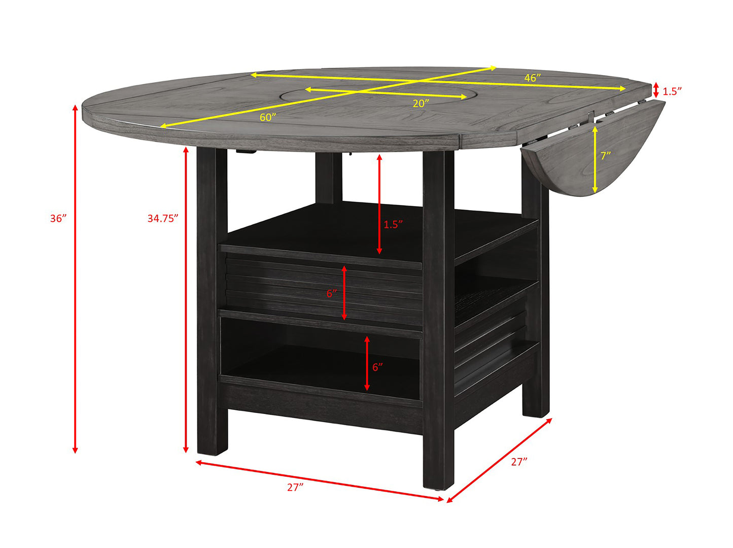 CLINE COUNTER HEIGHT TABLE SHELF-LIGHT GREY