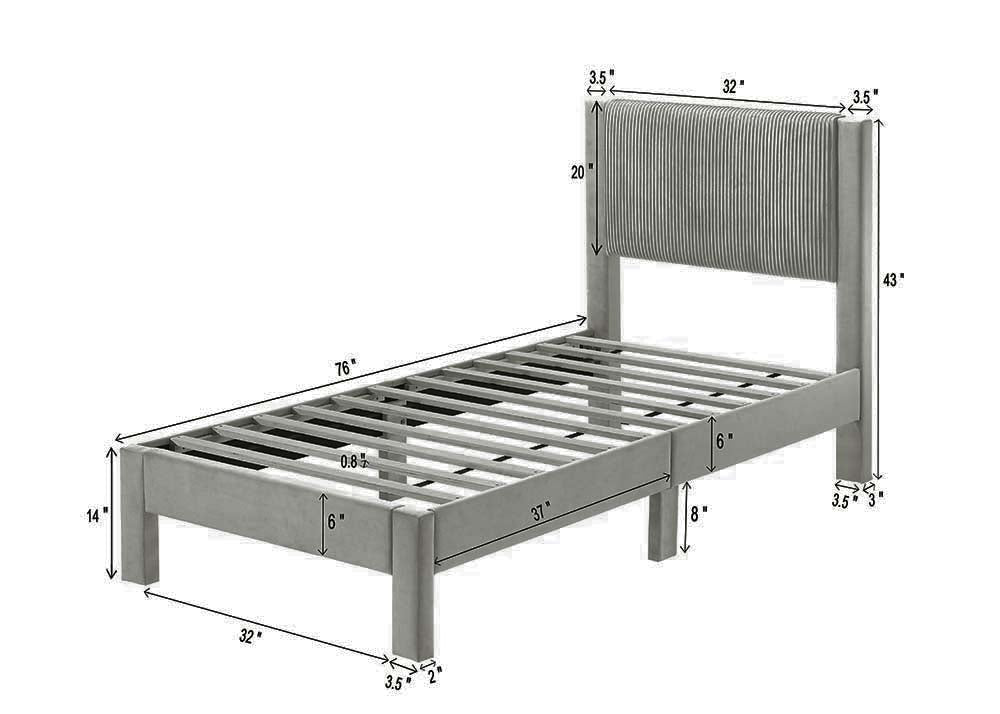 LUCIA TWIN BED LIGHT GREY