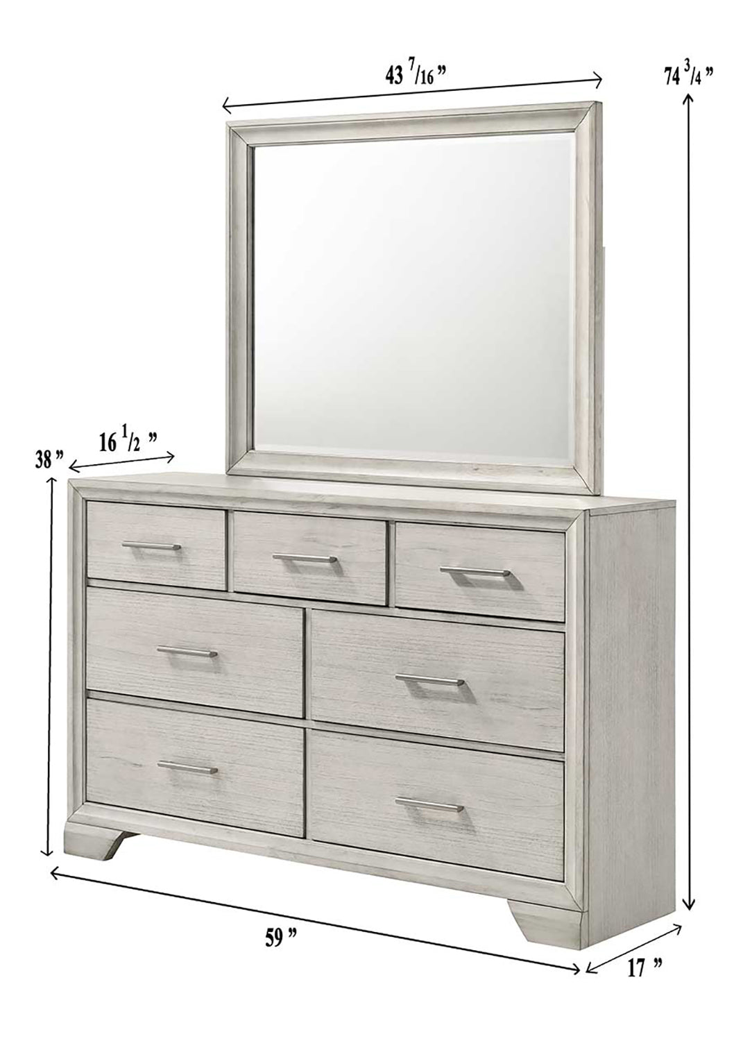 JAYMES DRESSER MIRROR WHITE MIST