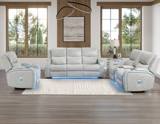 Luna Home Cinema Power Reclining, Ice
82″ Sofa
71″ Console Loveseat
Recliner