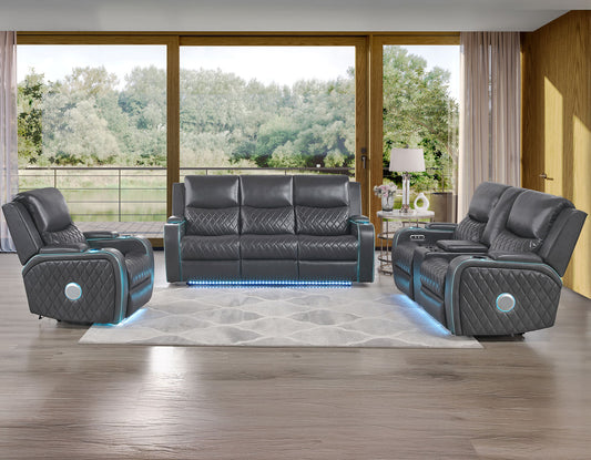 Luna Home Cinema Power Reclining, Charcoal
82″ Sofa
71″ Loveseat Console
Recliner