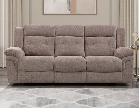 Sydney Sofa, Manual Reclining, Double Glider, Brown