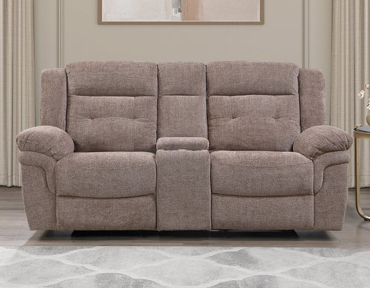 Sydney Console Loveseat, Manual Reclining, Glider, Brown