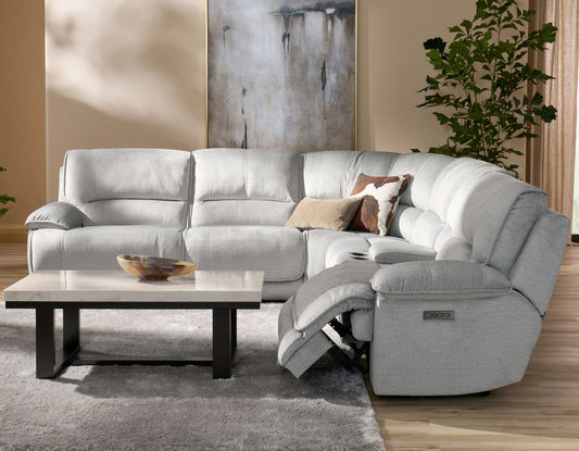 Olsen 6-Piece Sectional, Dual-Power Zero-Gravity Reclining, Silver