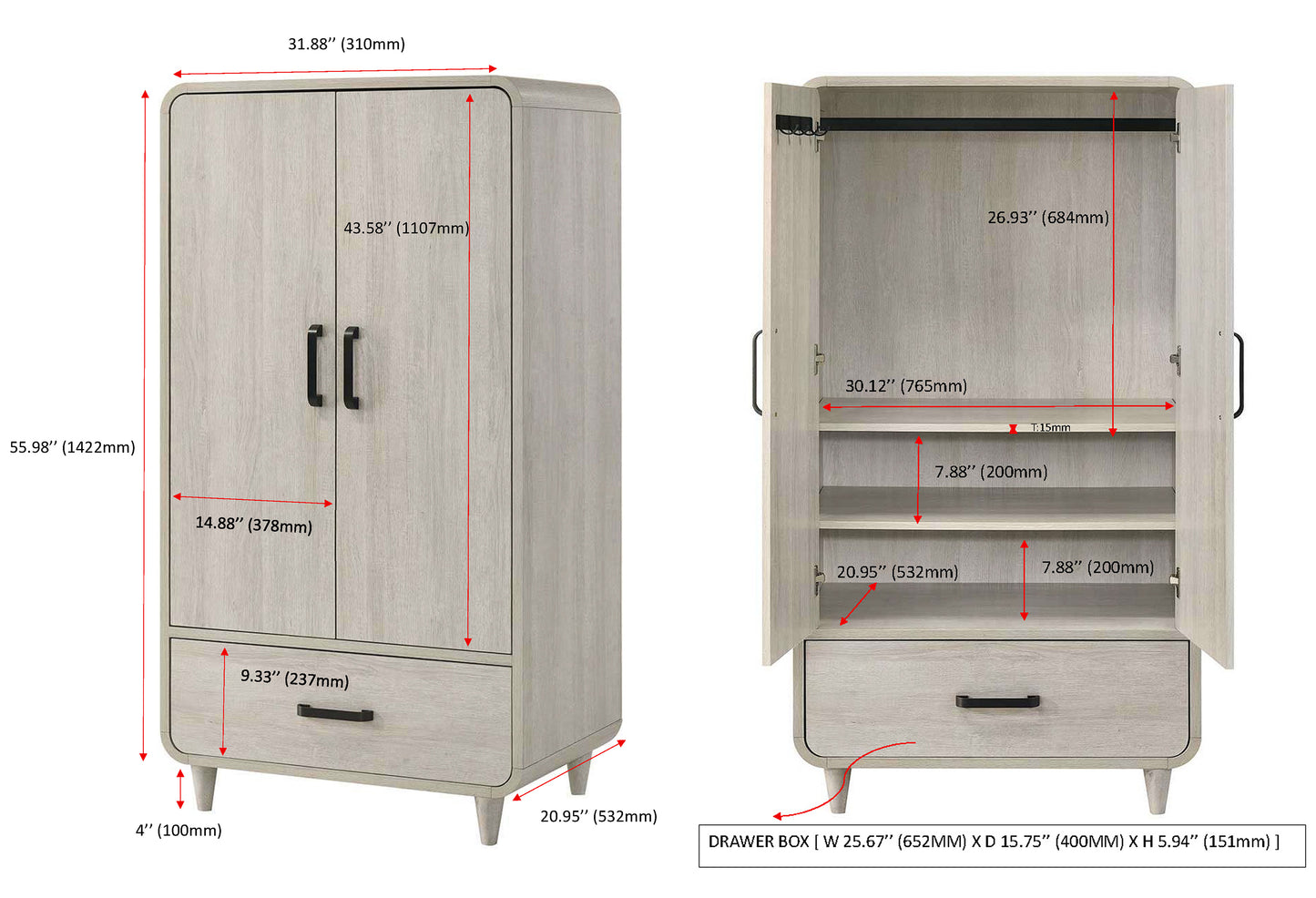 NYOMI ARMOIRE - WHITE