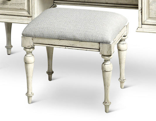 Highland Park Vanity Bench, White Smyrna Furniture Outlet