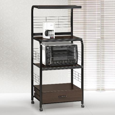 KITCHEN SHELF ON CASTERS BLACK Smyrna Furniture Outlet