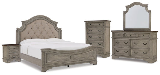 Lodenbay California King Panel Bed with Mirrored Dresser, Chest and Nightstand Smyrna Furniture Outlet