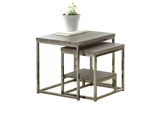 Lucia Nesting Table Gray/ BlackNickel Smyrna Furniture Outlet