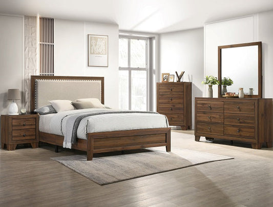 MILLIE UPHOLSTERED BED GROUP BROWN Smyrna Furniture Outlet