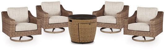 Malayah Outdoor Fire Pit Table and 4 Chairs Smyrna Furniture Outlet
