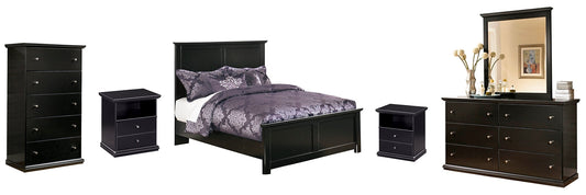 Maribel Full Panel Bed with Mirrored Dresser, Chest and 2 Nightstands Smyrna Furniture Outlet