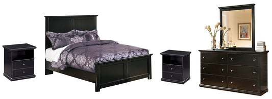 Maribel Full Panel Bed with Mirrored Dresser and 2 Nightstands Smyrna Furniture Outlet