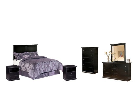 Maribel Full Panel Headboard with Mirrored Dresser, Chest and 2 Nightstands Smyrna Furniture Outlet