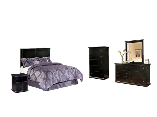 Maribel Full Panel Headboard with Mirrored Dresser, Chest and Nightstand Smyrna Furniture Outlet