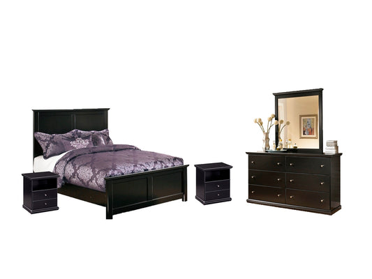 Maribel Full Panel Headboard with Mirrored Dresser and 2 Nightstands Smyrna Furniture Outlet