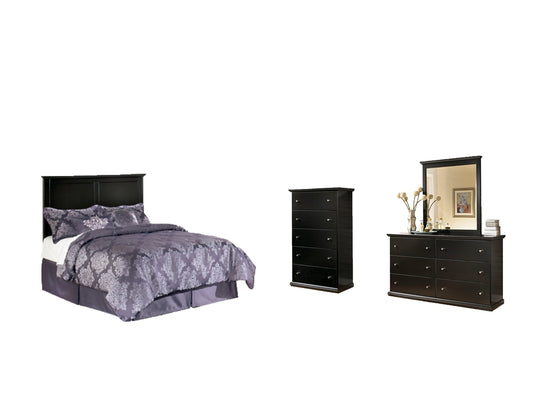 Maribel Full Panel Headboard with Mirrored Dresser and Chest Smyrna Furniture Outlet