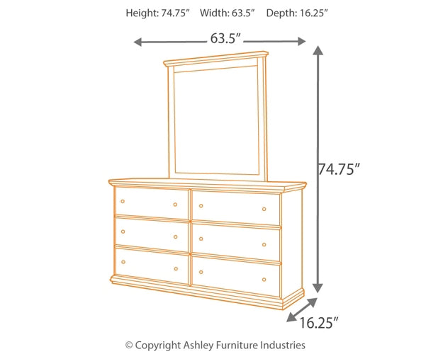 Maribel King/California King Panel Headboard with Mirrored Dresser Smyrna Furniture Outlet
