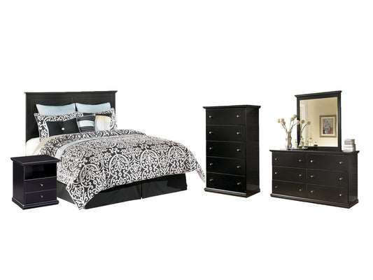 Maribel Queen/Full Panel Headboard with Mirrored Dresser, Chest and Nightstand Smyrna Furniture Outlet