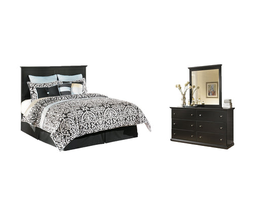 Maribel Queen/Full Panel Headboard with Mirrored Dresser and Chest Smyrna Furniture Outlet