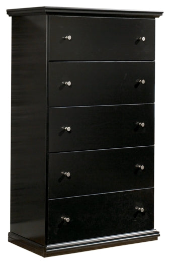 Maribel Queen Panel Bed with Mirrored Dresser, Chest and 2 Nightstands Smyrna Furniture Outlet