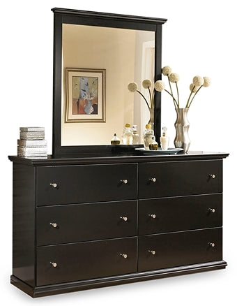 Maribel Twin Panel Headboard with Mirrored Dresser and Chest Smyrna Furniture Outlet