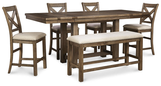 Moriville Counter Height Dining Table and 4 Barstools and Bench Smyrna Furniture Outlet