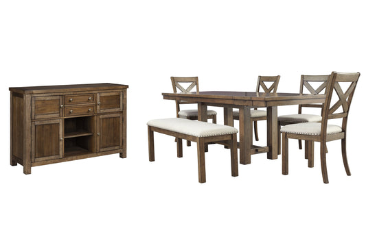 Moriville Dining Table and 4 Chairs and Bench with Storage Smyrna Furniture Outlet
