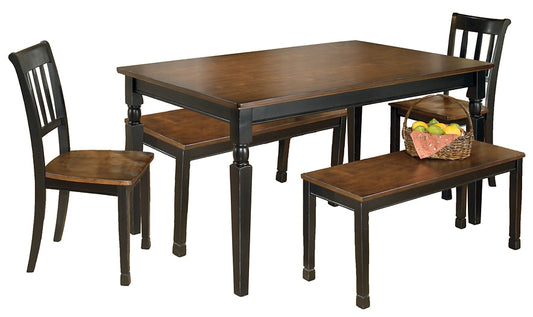 Owingsville Dining Table and 2 Chairs and 2 Benches Smyrna Furniture Outlet