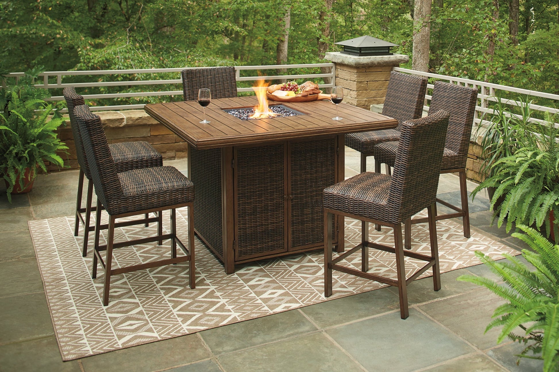 Paradise Trail Outdoor Bar Table and 6 Barstools Smyrna Furniture Outlet