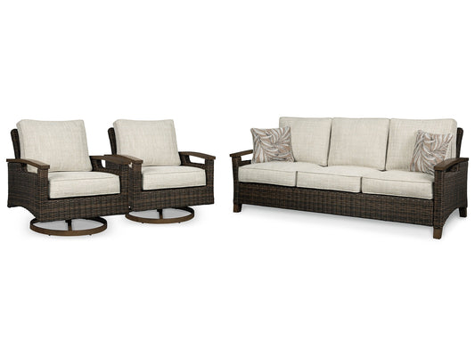 Paradise Trail Outdoor Sofa with 2 Lounge Chairs Smyrna Furniture Outlet