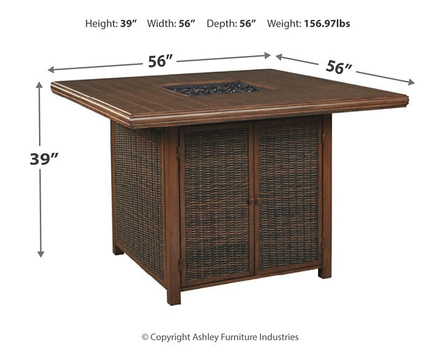 Paradise Trail Square Bar Table w/Fire Pit Smyrna Furniture Outlet