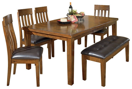 Ralene Dining Table and 4 Chairs and Bench Smyrna Furniture Outlet