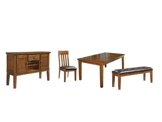 Ralene Dining Table and 4 Chairs and Bench with Storage Smyrna Furniture Outlet