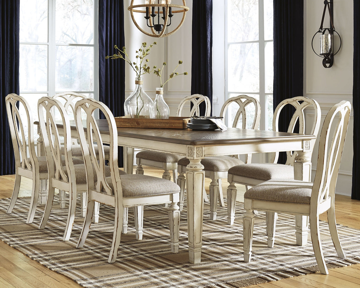 Realyn Dining Table and 8 Chairs Smyrna Furniture Outlet
