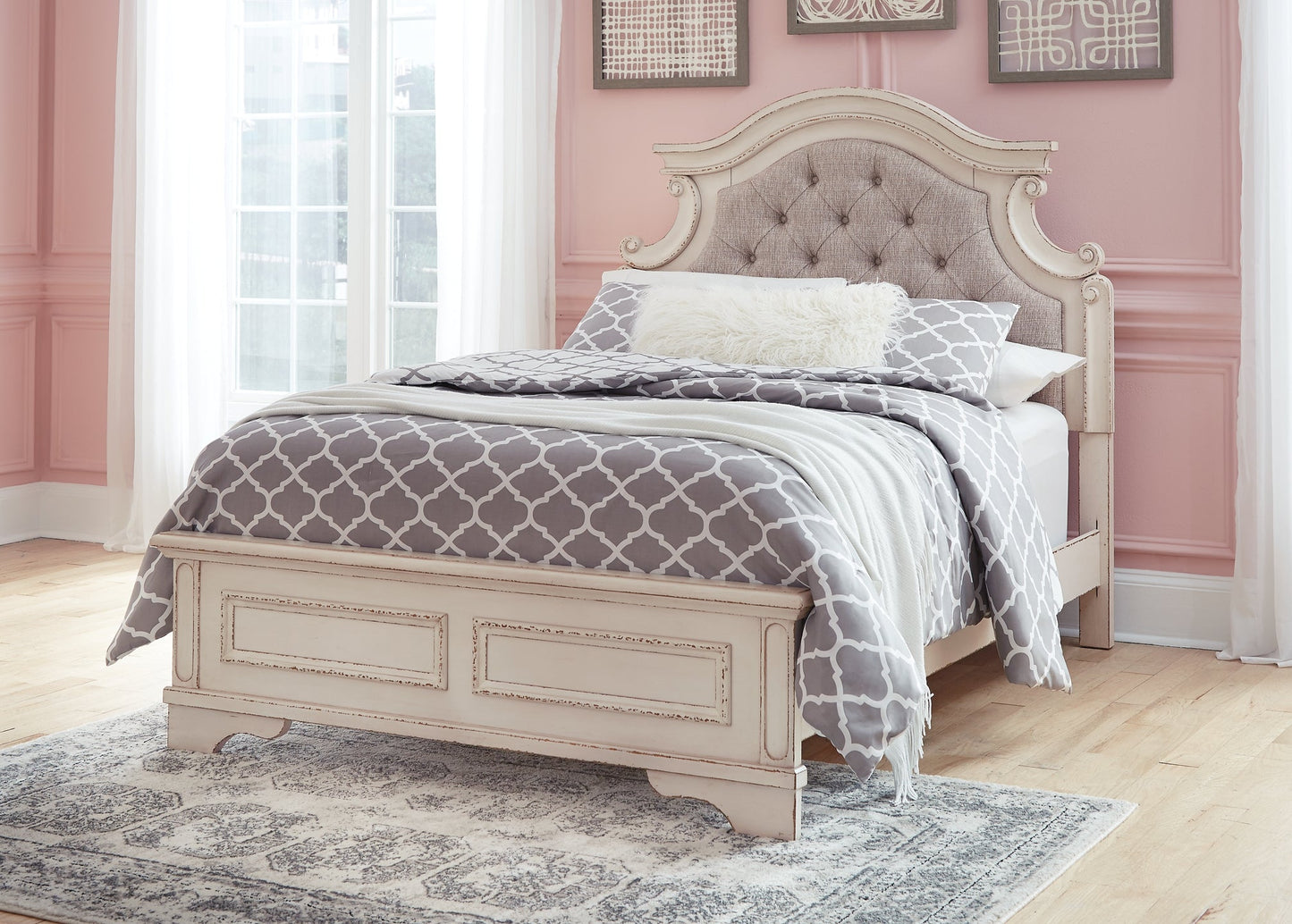 Realyn Full Panel Bed with Mirrored Dresser Smyrna Furniture Outlet
